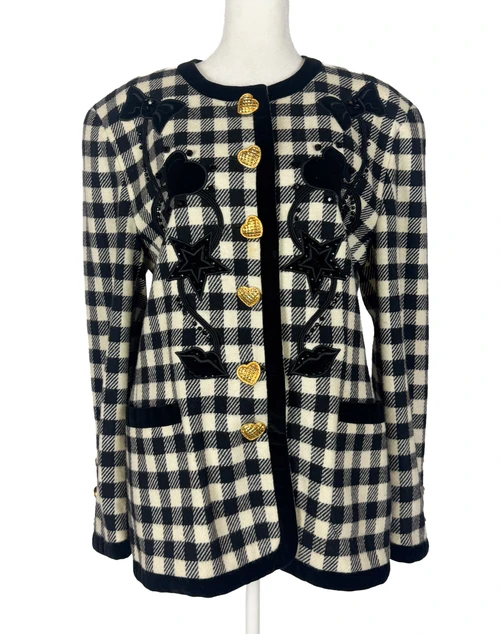 1980s - 1990s Escada Checkered Heart Print Jacket