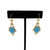 1970s Blue Cabochon Style Pearl Detail Pierced Earrings