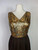 1970s Gold Brocade and Brown Maxi Gown