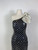 1980s Black and White Polka Dot Sequin One Shoulder Dress Morton Myles