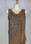 1920s Art Deco Tan Silk Chiffon Beaded Fringe Flapper Dress