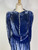 1930s Blue Silk Velvet Long Sleeve Midi Dress with Crystal Buttons