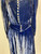 1930s Blue Silk Velvet Long Sleeve Midi Dress with Crystal Buttons