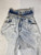1980s Stefano Acid Wash Fold Over Waist Jeans
