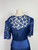1930s Midnight Blue Satin and Lace Gown and Bolero Jacket Two Piece Set