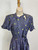 1940s Purple Floral Print Tie Neck Midi Dress