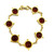 1990s Linda Levinson Glass Charm Chain Link Gold Tone Bracelet