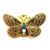 1990s Philippe Ferrandis Golden Butterfly Pin Back Rhinestone Brooch