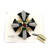 1990s CINER Enamel Maltese Cross Cabochon Glass brooch