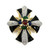 1990s CINER Enamel Maltese Cross Cabochon Glass brooch