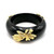 1990s Unstamped MONET Golden Bamboo Detail Black Lucite Bangle