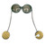1960s Mod Solid Green And Gold Round Chain Arm Sunglasses
