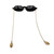 1960s Dark Brown Oval Style Pearl Chain Arm Sunglasses