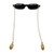 1960s Dark Brown Oval Style Pearl Chain Arm Sunglasses