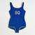 1980s Blue One Piece Swimsuit / Bodysuit