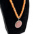 1990s Carnelian Beaded Sterling Silver Pendant Necklace