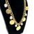 1990s Boyer New York Golden Coin And Pearl Chunky Chain Charm Necklace