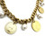 1990s Boyer New York Golden Coin And Pearl Chunky Chain Charm Necklace