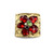 1990s Christian Lacroix Red Flower Rhinestone Detail Enamel Golden Metal Brooch
