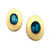 1980s - 90s Yves Saint Laurent Blue Glass Gem Gold Tone Oval Clip On Earrings