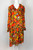 1970s Neon Floral Ruffle Wrap Dress