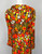 1970s Neon Floral Ruffle Wrap Dress