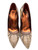 Y2K GUCCI Brown Snakeskin Leather Patchwork Pointed Toe Pumps