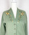 1940s - 1950s Luisa Spagnoli Green Angora Embroidered Cardigan Sweater