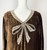 1920s Brown Silk Velvet Rhinestone Bow Flapper Dress