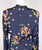 1940s Blue Floral Print Rayon Draped Dress
