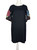 1960s Black Linen Embroidered Flutter Sleeve Dress