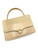 1960s - 1970s GUCCI Tan Top Handle Golden Horseshoe Clasp Structured Leather Bag