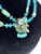 1950s Miriam Haskell Unstamped Blue Glass Pendant Double Strand Beaded Necklace