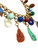 1940s - 50s Miriam Haskell Unstamped Multicolor Stone Charm Chain Link Necklace