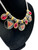 1980s YSL Yves Saint Laurent Red Gripoix Glass Geometric Charm Necklace