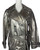Y2K Metallic Silver Leather Trench Coat