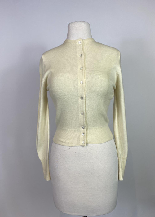 1950s Barbara Lee Cream Cashmere Cardigan Sweater Paper Doll Vintage