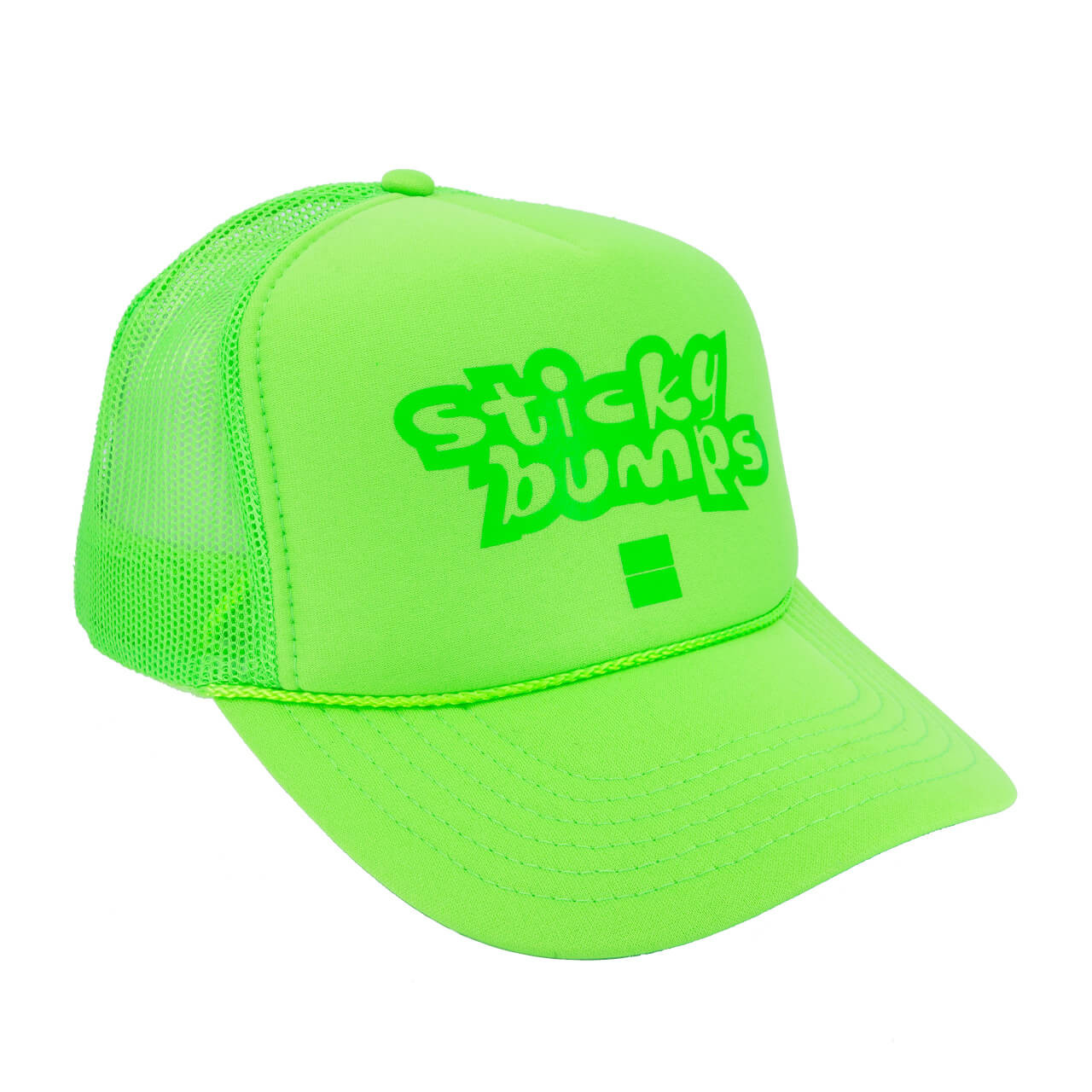 Cloud 9 Neon Green Trucker Hat MG Fashion Quilted Trucker Two Tone Neon Mesh Cap - Black  main image 3