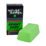 Sticky Bumps Bright Bars all-temp surf wax shown in Green Flash color with its packaging. Sticky Bumps Bright Bars all-temp surf wax shown in Green Flash color with its packaging.
