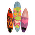 Surfboards with designs and art made with Sticky Bumps' Bright Bars colored surf wax.