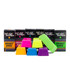 6 Bright Bars colored surf waxes (orange, pink, blue, yellow, purple, and green) stacked in front of their boxes.