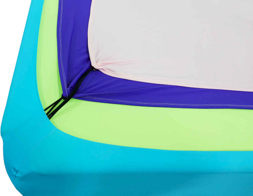 Attach the durable Lycra to the Boundex frame with bungee cord loops.