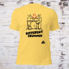 Yellow tee shirt, 
different drummer