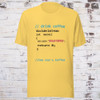 Yellow tee shirt, Hello Coffee 
C++ code