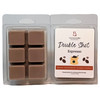 Double Shot Espresso soy wax melt clamshell with six mocha-brown cubes by Candles by Christie