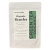 Organic Sencha Japanese green tea in white pouch – Coo Coo’s Coffee, 15 pyramid sachets.