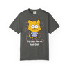 ark pepper grey Stressed Kitty t-shirt with bold graphic and humor-driven “My Last Nerve Just Quit” design.