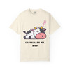 Ivory tee featuring a cartoon cow sleeping with "Caffeinate Me, Moo" text – Funny Cow Coffee Tee by Coo Coo’s Coffee.