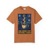One More Cup Before I Gogh – Artist’s Blend Tee in Yam orange by Coo Coo’s Coffee, bold and creative coffee lover t-shirt.