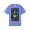 One More Cup Before I Gogh – Artist’s Blend Tee in Flo Blue by Coo Coo’s Coffee, Van Gogh inspired coffee shirt with artistic design.
